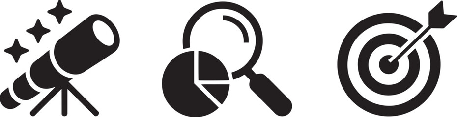 Strategic Vision, Analysis, and Execution Business Concept Icons Set