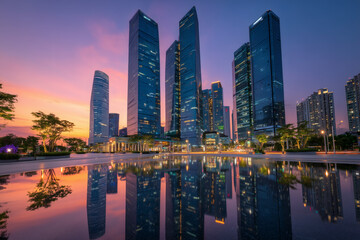 Obraz premium Modern cityscape at twilight