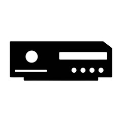 Vector art of black silhouette of an audio receiver, perfect for minimalist designs and technologythemed projects and presentations