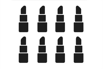 Obraz premium Lipstick Icon Grid. Solid, filled icon set of lipstick colors: red, pink, nude, coral, purple, brown, orange, berry. Solid, filled icons in only black color.
