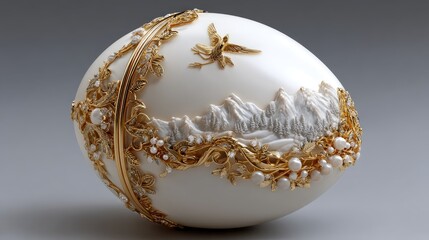 Beautifully crafted decorative egg with stunning colors and detailed design, symbolizing luxury and fine artistry in home decor