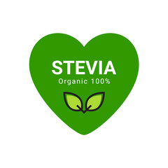 Stevia logo icon sugar organic sweetener. Stevia leaf logo herbal natural label stamp badge.