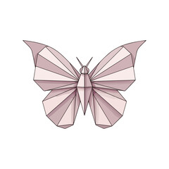 Origami Butterfly Illustration Geometric Pastel Pink Paper Insect Art