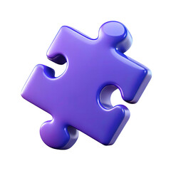 Obraz premium 3d illustration of a single purple puzzle piece isolated on transparent background, symbolizing problemsolving, teamwork, and the interconnectedness of ideas and solutions