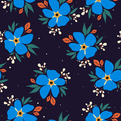 Forget-me-not pattern on a dark background
