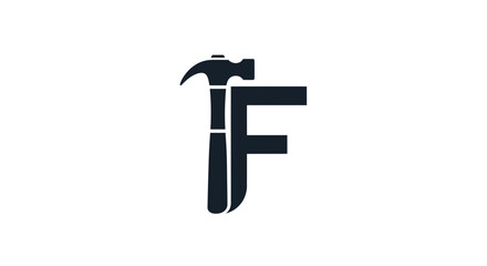 Elegant hammer and letter F logo design concept for construction business companies