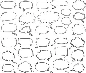 Obraz premium A Variety of Hand Drawn Speech Bubbles and Thought Bubbles Representing Different Styles of Communication and Contemplation