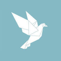 Origami Dove Flying Against Blue Sky Minimalist Geometric Paper Bird Illustration for Peace Hope and Simplicity Concepts