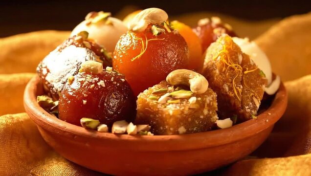 Sweet Feast in Clay &mdash; Indian Mithai Bowl Animation Loop&rdquo;
