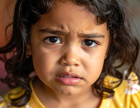 Upset Child Close-up Portrait. - Powered by Adobe