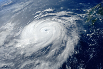 Aerial View of a Large Cyclone Over the Ocean