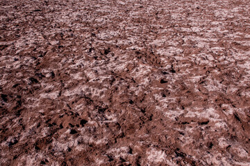 Sand with salt texture background in the desert region of Baltinache, Chile
