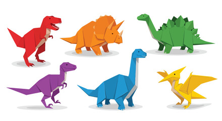 Vibrant Origami Dinosaur Collection Playful Paper Creatures for Kids Designs Education