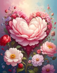 Heart of blooming flowers