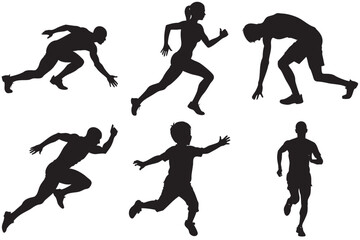 Running Silhouette Vector Collection – Sprinter, Jogger, Marathon, Child, Athlete, Jumping