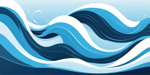 Abstract blue sea wave pattern with a curve and splash for a summer ocean vector illustration design