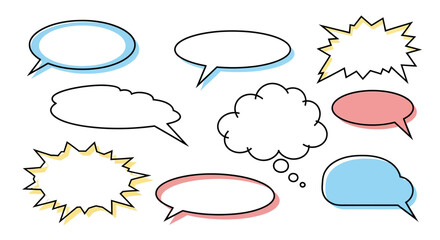 Fototapeta premium Collection of speech bubbles and dialogue balloon in different shapes and styles