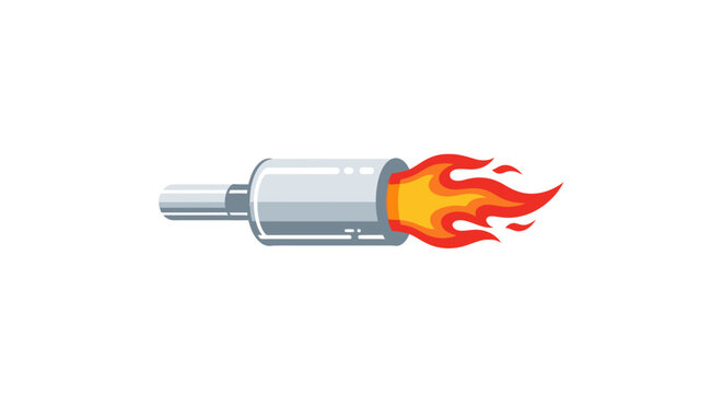 A vibrant illustration showcasing the powerful exhaust with flames bursting out demonstrating raw