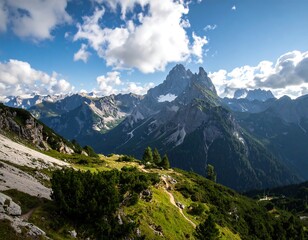 Alpine Mountain Landscape Scenic View.