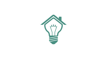 Innovative home lighting concept featuring a lightbulb house logo design symbol