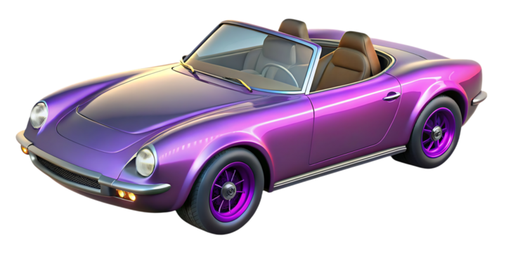 Vintage purple convertible sports car with chrome accents - Powered by Adobe