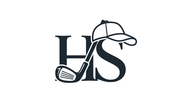 Elegant Golf Logo Design Combining Letters H and S with Golf Club and Cap Iconography