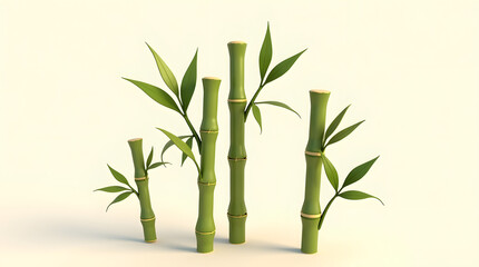 Obraz premium A serene display of green bamboo stalks with vibrant leaves, symbolizing growth and tranquility.