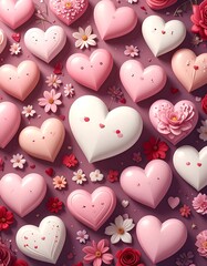 Heart-shaped candies with flowers