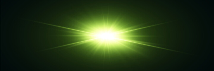 Green explosion of star and lens.