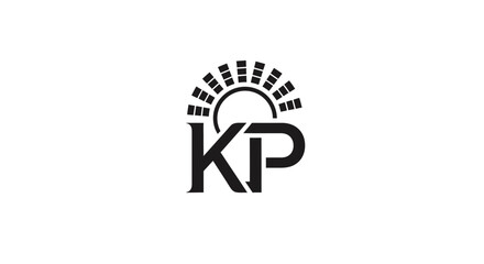 Elegant KP initials monogram logo with sunburst design for branding and identity