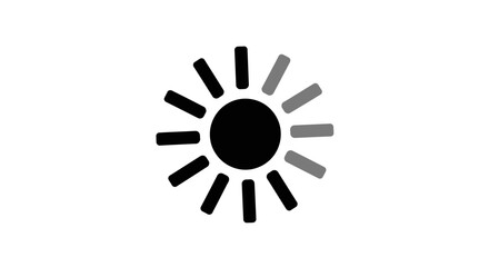 Minimalist depiction of loading progress with stylized sun icon on a plain white background