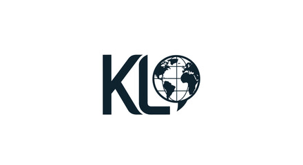 Elegant minimalist KL logo featuring a stylized globe representing global reach and innovation