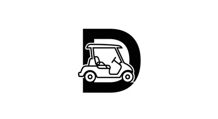 Elegant Golf Cart Icon within the Letter D for Distinctive Branding and Logo Design