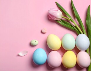 Pastel Easter Eggs and Tulips.