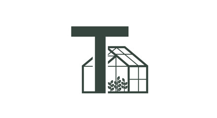Letter T greenhouse vector logo design template for botanical garden concepts with modern style
