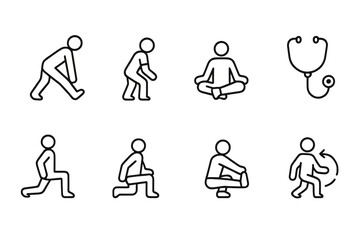 Comprehensive Icon Set. Outline icon set of podiatry and health consultation: doctor, foot examination, medical chart, prescription, clinic building,