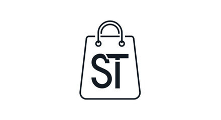 Elegant ST Initial Shopping Bag Logo Design Concept for Modern Businesses and Brands