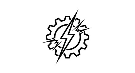 Obraz premium Innovative energy solution illustration showcasing a lightning bolt within a gear symbol
