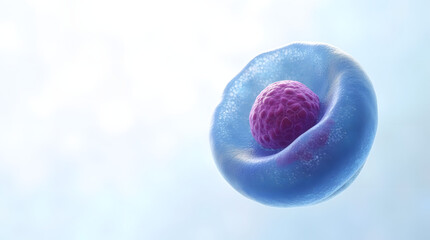 Naklejka premium A detailed close-up of a single cell showcasing its unique structure and vibrant colors.