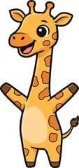 Happy Cute Giraffe Cartoon Character