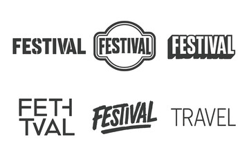 Obraz premium Harmonious Lettering Variations. Festival. Set lettering. harmonious lettering variations of the same emblematic concept, each with different