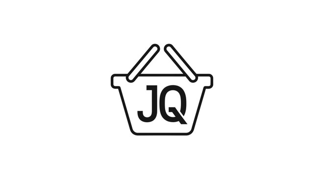 Minimalist JQ monogram shopping basket logo design concept for online stores and retail business