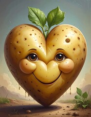 Heart-shaped potato with a smile