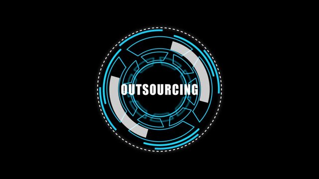 Digital HUD Display Featuring outsourcing  Acronym on a black Tech Background security