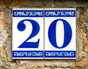 House Number Twenty, Decorative Tiles, Exterior Numbering.