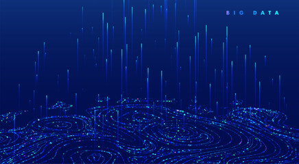 Abstract data transmission visualization. Big data analytics representation. Futuristic network. Graphic concept for your design