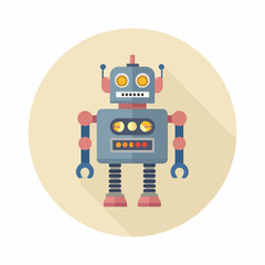 Fototapeta premium Minimalist Robot Icon in Flat Design