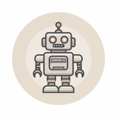 Fototapeta premium Modern Robot Monoline Icon in Flat Design