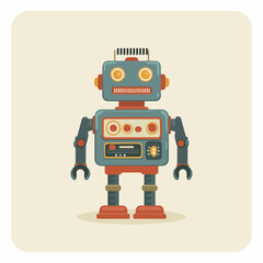 Futuristic Robot Pictogram in Muted Colors