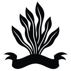 flat vector ribbon like kelp plant on white background